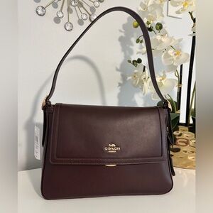 NWT Coach Etta flap bag Leather CCE57 Gold/Espresso